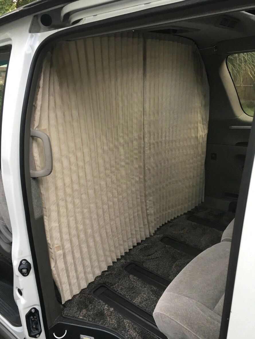 Toyota Estima Luxury Front Centre Curtains Set - BLACK/BEIGE/GREY